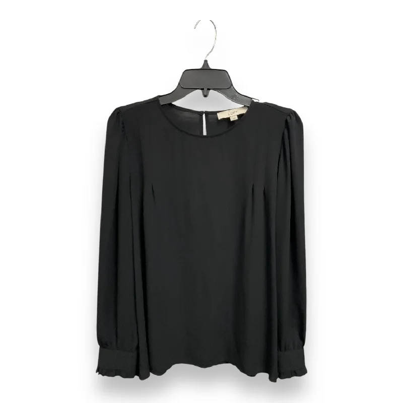 Women's Blouse with Collarless DesignBlouse Long Sleeve By Loft In Black, Size: M