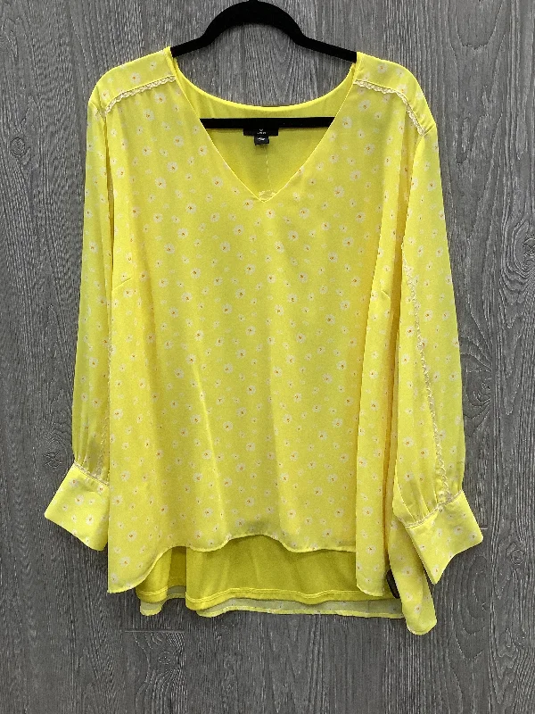 Women's Blouse with Square CollarBlouse Designer By Jason Wu In Yellow, Size: 2x