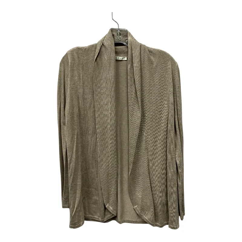 Women's V-Shaped Hem SweatersCardigan By Cyrus Knits In Taupe, Size:S