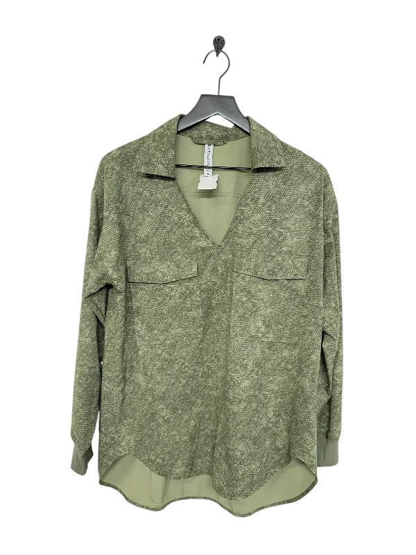 Women's Blouse with V-Shaped CollarBlouse Long Sleeve By Athleta In Green, Size: M