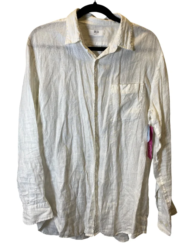 Women's Blouse with Low CollarBlouse Long Sleeve By Uniqlo In White, Size: Xl