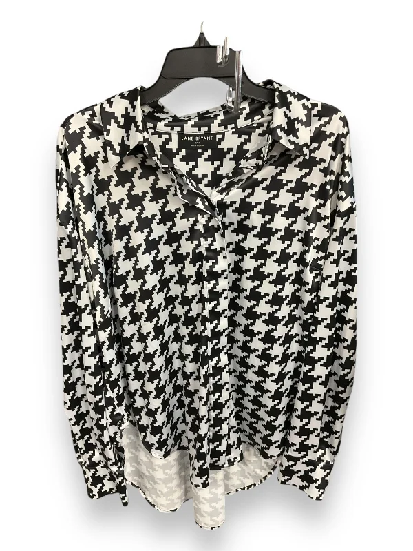 Women's Button-Up BlouseBlouse Long Sleeve By Lane Bryant In Black & White, Size: 1x