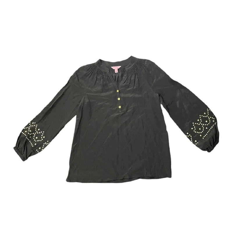 Women's Blouse with BeadsBlouse Long Sleeve By Lilly Pulitzer In Black & Gold, Size: Xs