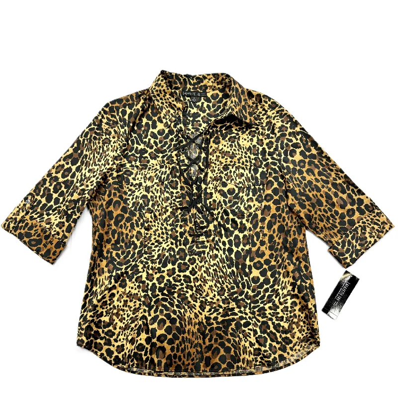 Women's Blouse with Narrow CollarBlouse Designer By Lafayette 148 In Animal Print, Size: Xl