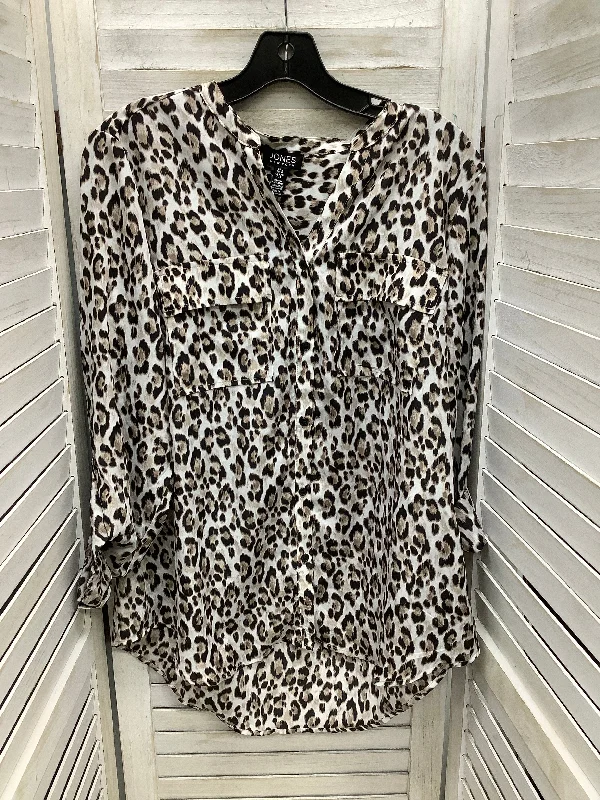 Women's Blouse with Short SleevesBlouse Long Sleeve By Jones New York In Leopard Print, Size: L