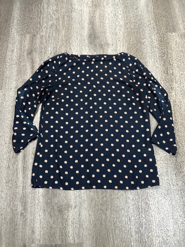 Women's Blouse with Keyhole NeckBlouse Long Sleeve By Banana Republic In Navy, Size: Xs