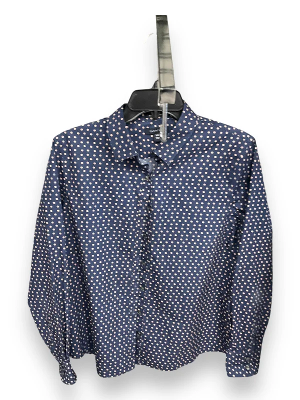 Women's Blouse with Boat CollarBlouse Long Sleeve By Lands End In Polkadot Pattern, Size: 12p