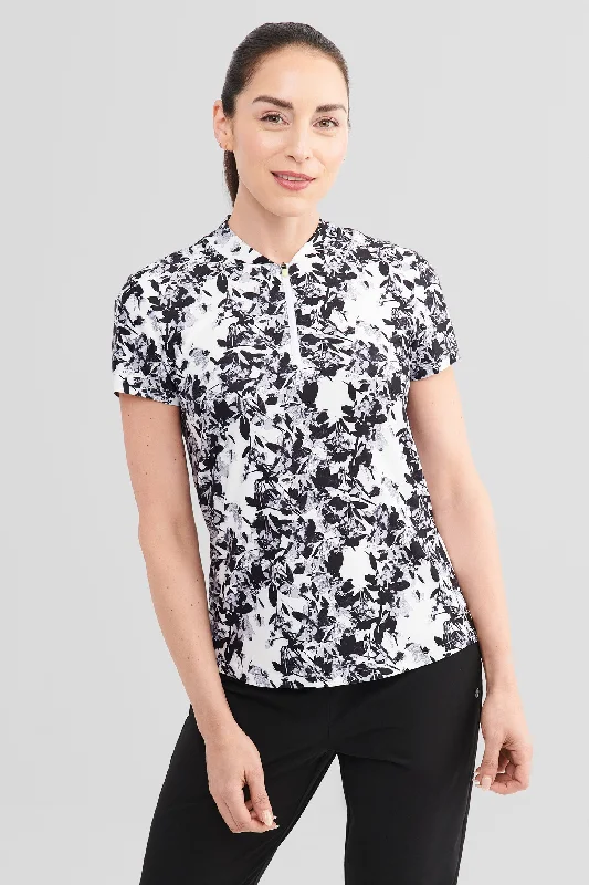 Women's Blouse with Square CollarPolo manches courtes athlétique - Femme