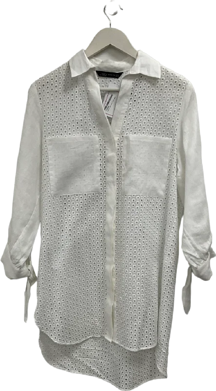 Women's Albanian Wool SweatersZARA White Crochet Shirt UK 8