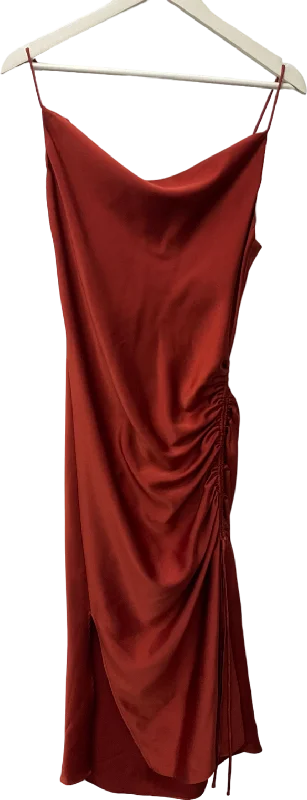 Women's Crop SweatersZARA Rust Red Bias Cut Satin Side-ruched Slip Dress UK 8