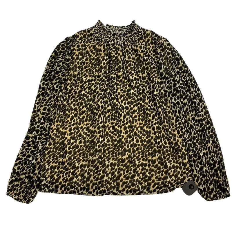 Women's Blouse with Mandarin CollarBlouse Long Sleeve By J. Crew In Animal Print, Size: Xs