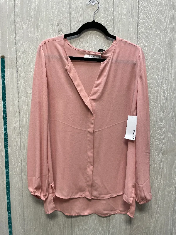 Women's Blouse with Gathered SleevesBlouse Long Sleeve By Just Fab In Pink, Size: L