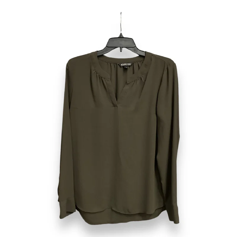 Women's High-Neck BlouseBlouse Long Sleeve By Express In Green, Size: Sp