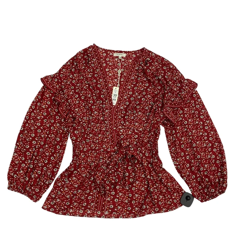 Women's Blouse with RufflesBlouse Long Sleeve By Max Studio In Red, Size: L