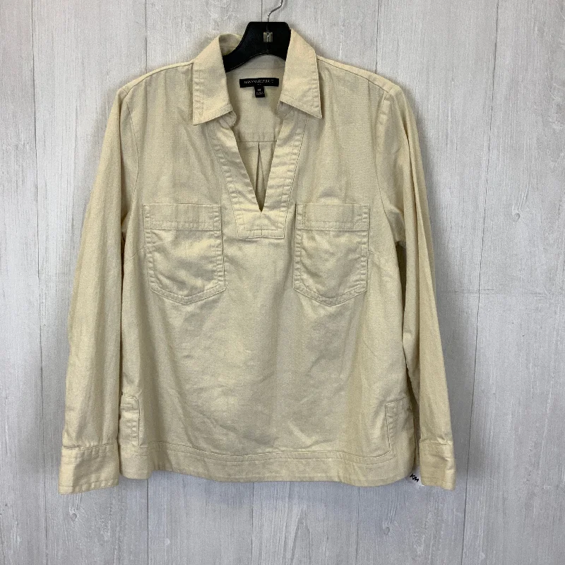 Women's Blouse with Boat CollarBlouse Long Sleeve By Banana Republic In Cream Denim, Size: M