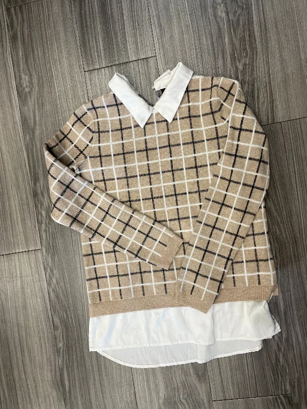 Women's Blouse with RufflesBlouse Long Sleeve By Tahari By Arthur Levine In Plaid Pattern, Size: S