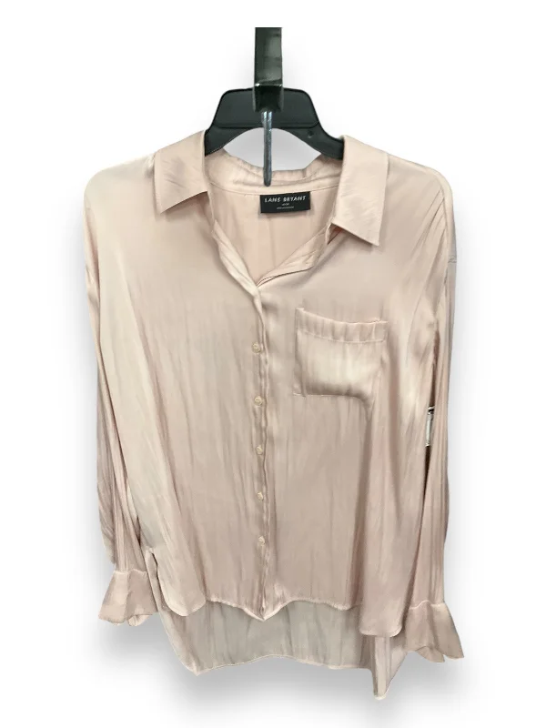 Women's Blouse with BeltBlouse Long Sleeve By Lane Bryant In Pink, Size: 1x