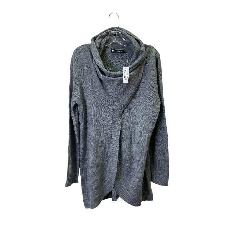 Women's Notched Collar SweatersSweater Cardigan By New York And Co In Grey, Size:L