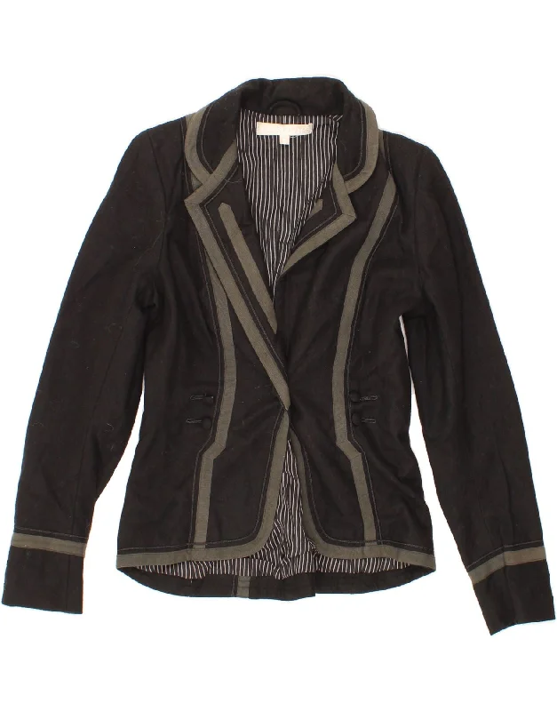 Women's Coats with Fur LiningALL SAINTS Womens 1 Button Blazer Jacket UK 10 Small Black Wool