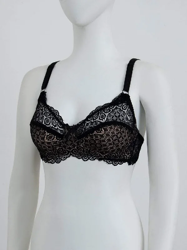 lace overlay convertible braLace Design Non-Padded Non-Wired Bra