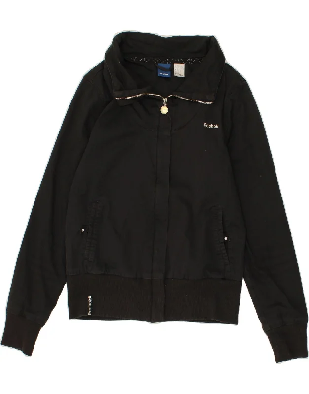 Women's Anorak CoatsREEBOK Womens Bomber Jacket UK 10 Small Black Cotton