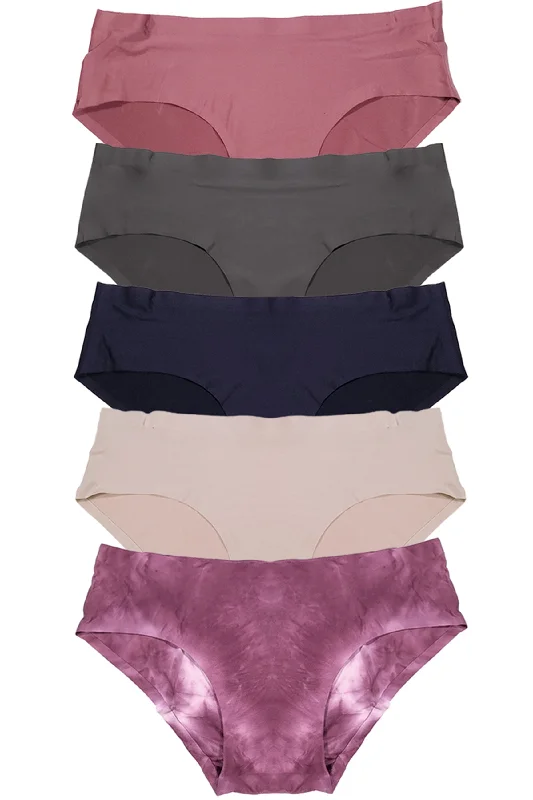 lightweight mesh panties with a floral lace overlay for a feminine look5 Pack Invisible Hipsters