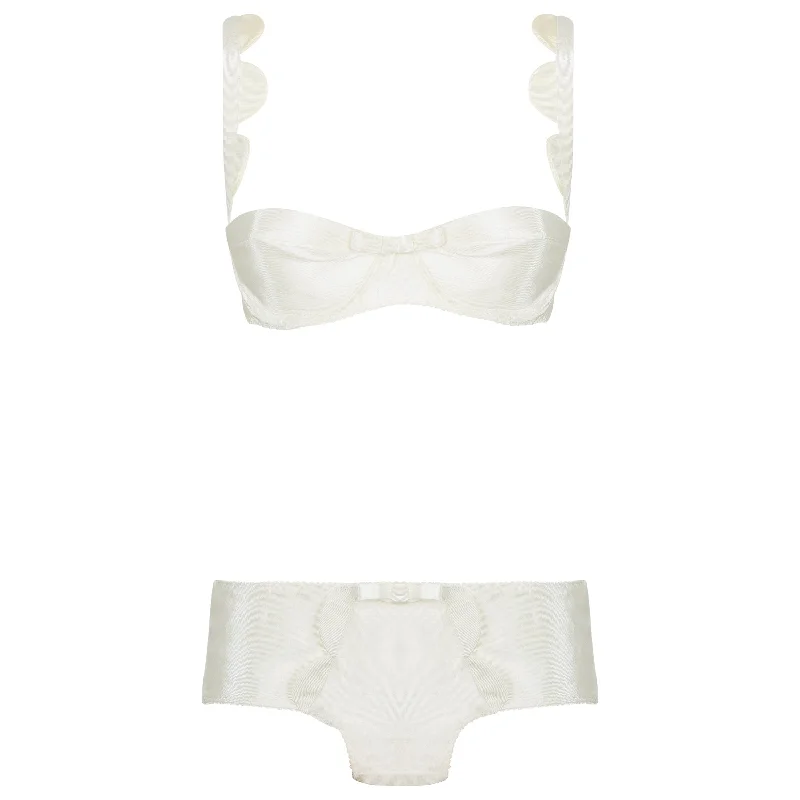 sheer lace braWhite Scallop Grosgrain Balconette Bra Set