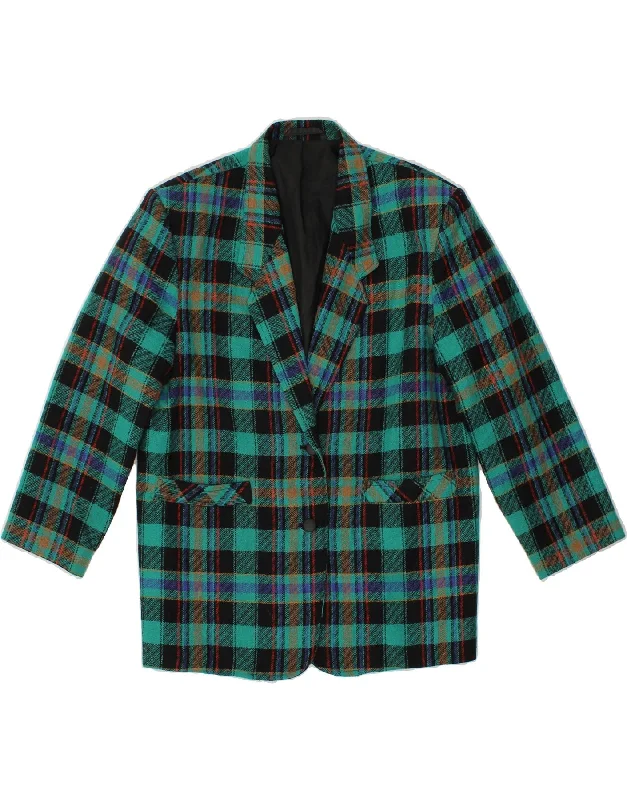 Women's Coats with Fur Trimmed BeltST. BERNARD Womens 2 Button Blazer Jacket UK 12 Medium Green Check