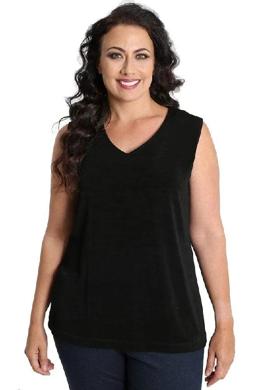 Women's Ankle-Length PantsVikki Vi Classic Black V-Neck Tank