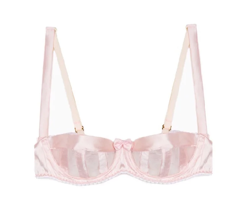 padded bra for small bustsPink Stripe Stretch Silk Balconette Bra