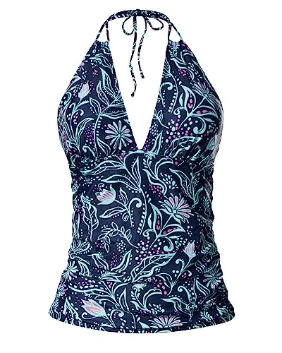 V Neck Swim Tops Tummy Control Tankini Tops