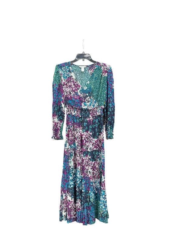 Women's Narrow-Neck DressesDress Casual Midi By London Times In Blue & Purple, Size: 2