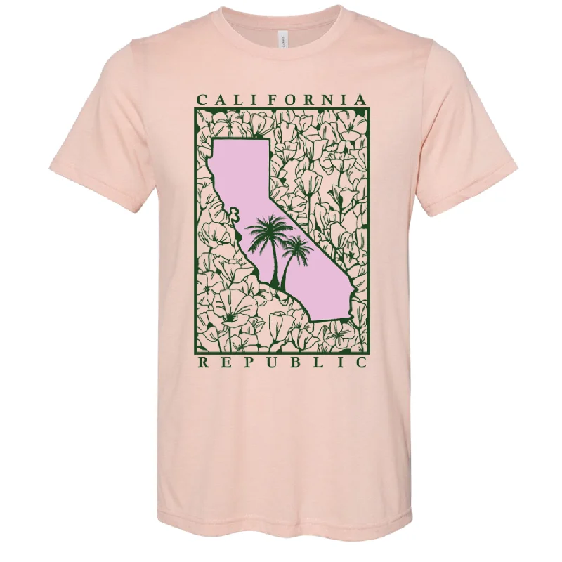 Women's Hooded Sweatshirts with Camouflage LiningCalifornia Pink Poppies Asst Colors Sueded Tee