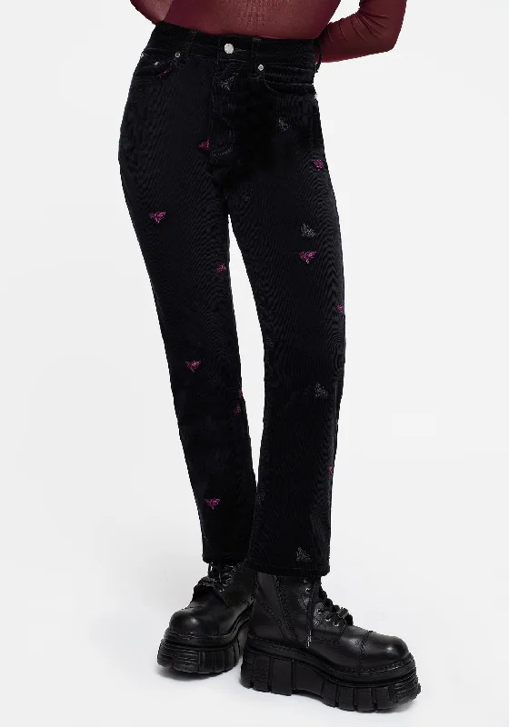 Women's SweatpantsStyx Moth Embroidered Cord Trousers