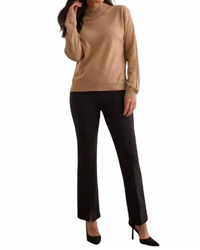 Women's Jodhpurs with Square CollarPull On Pant W/front Leg Slit In Black