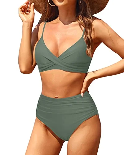 Women's Sexy Bikini Sets Suitable For Curvy Women And Large Bust Ladies-Army Green