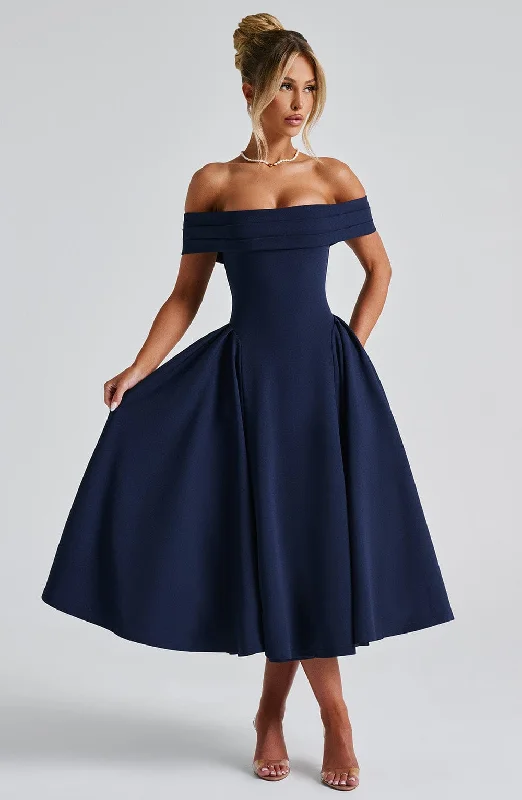 Women's Boat-Neck DressesMiranda Midi Dress - Navy