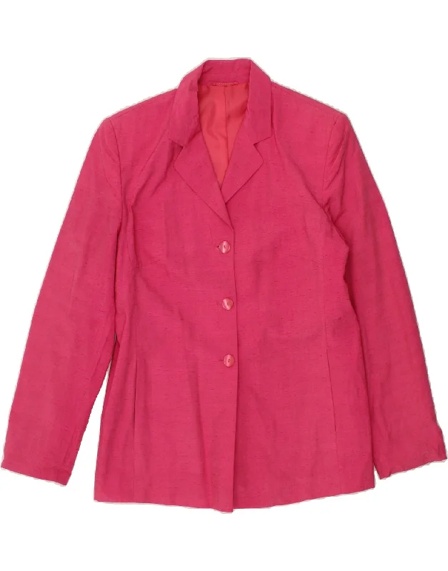 Women's Parka CoatsSTEILMANN  Womens 3 Button Blazer Jacket UK 14 Large Pink Polyester