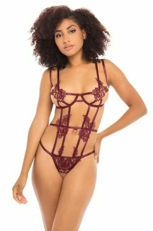 stretch lace body shaper for lingerieRoza Embroidered Teddy