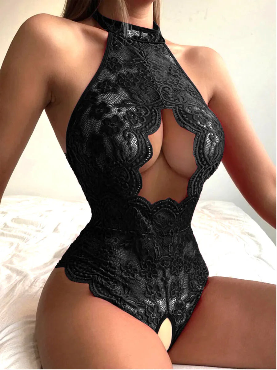 seamless bra with mesh lining for breathabilityFantasy Open Lace Crotchless Bodysuit