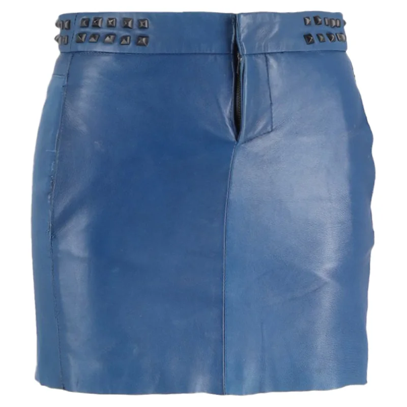 Women's Classic SkirtsMaje Studded Mini Pencil Skirt in Blue Leather