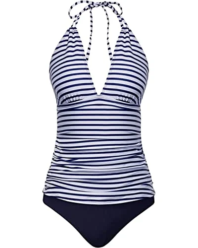 Plus Size Deep V-Neck Two Piece Bathing Suit