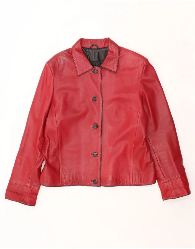 Women's Coats with Fur Trimmed SleevesVINTAGE Womens Leather Jacket UK 14 Medium Red