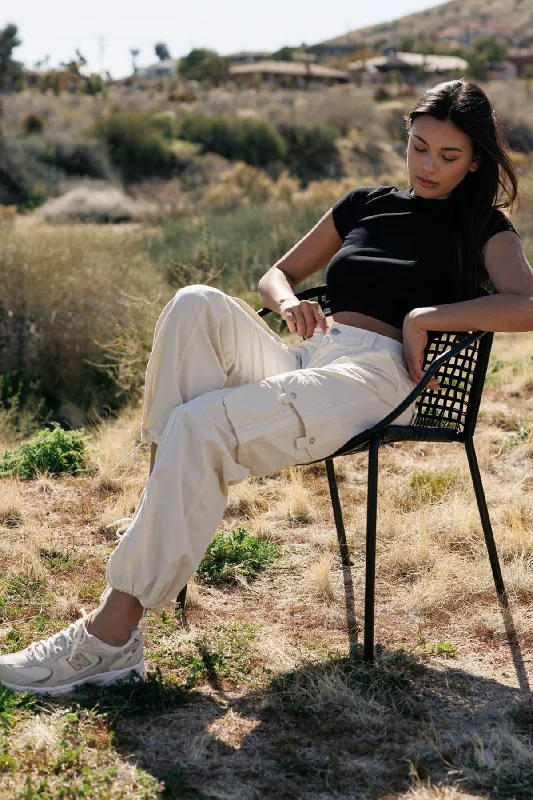 Women's Jodhpur BootsRelaxed Fit Cargo Bungee Pants - Ivory