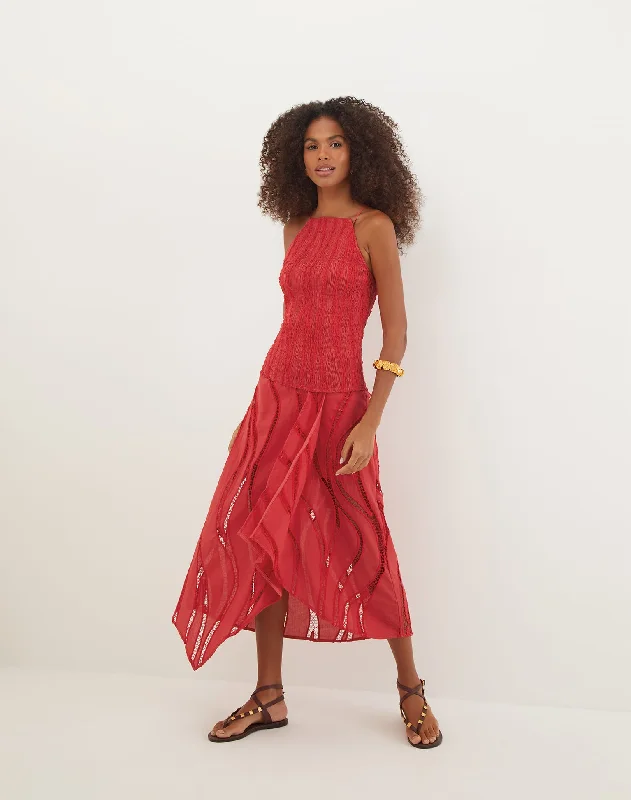 Women's Pleated DressesBelle Midi Dress - Raspberry