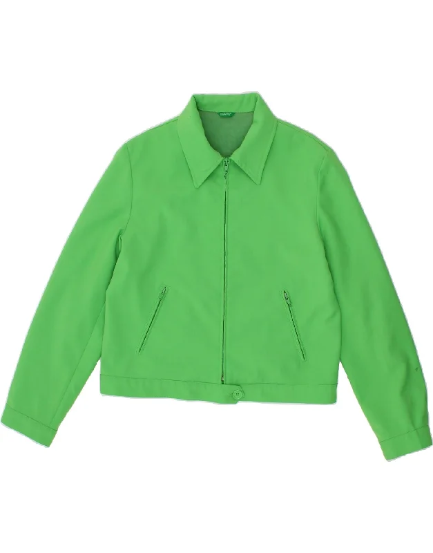 Women's Coats with ButtonsBENETTON Womens Bomber Jacket UK 14 Medium Green Polyester