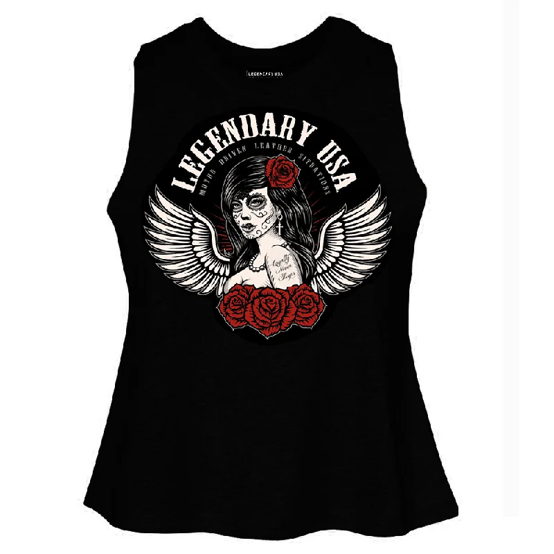 Women's Hooded Sweatshirts with High WaistLegendary 'Día de Muertos' Women's Racerback Cropped Tank