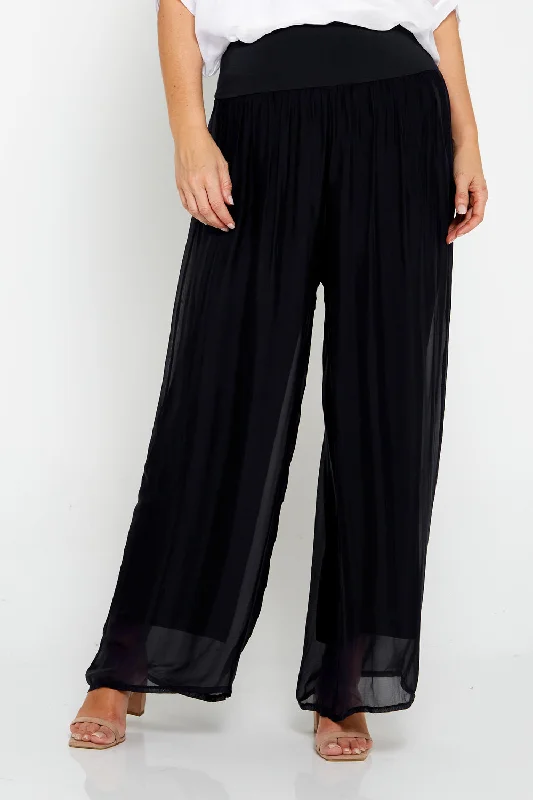 Women's Jodhpurs with ElasticArlette Silk Pants - Black