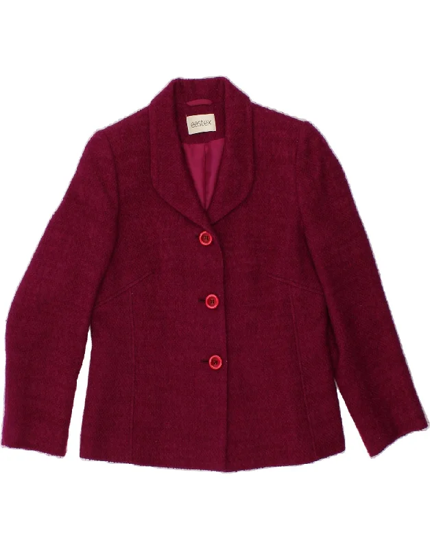 Women's Coats with BeltEASTEX Womens 3 Button Blazer Jacket UK 10 Small Maroon Wool