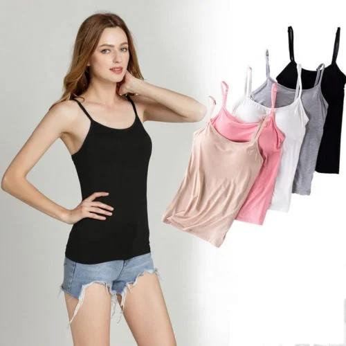 plus-size full-bust braSolid Adjustable Strap Tank Tops Women Underwear Camisole Breathable Cotton Crop Top